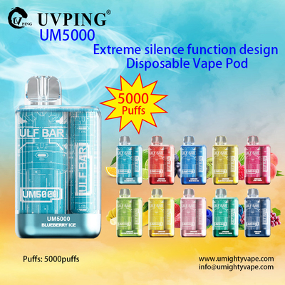 nicotina 0-50mg 10 sapori 5000 soffi Vape eliminabile Antivari con il caso trasparente